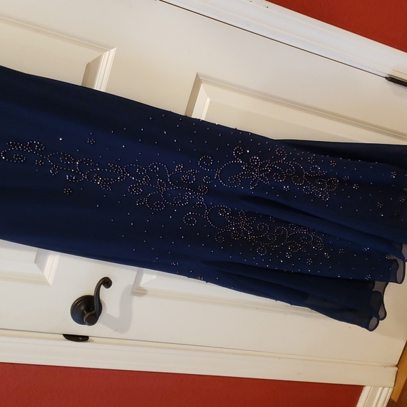 CATHERINES Navy Blue Masquerade Beaded Dress Set sz 18W Women's Plus Evening - Picture 6 of 12